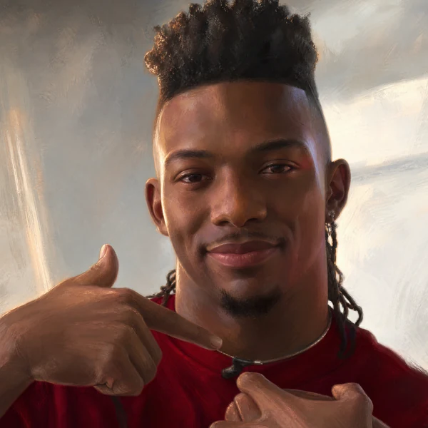 Illustrated ARCHV portrait of NFL player Bijan Robinson