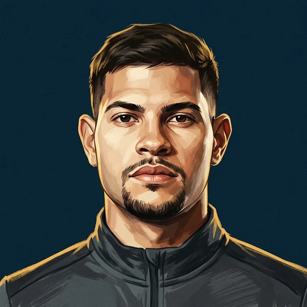 Illustrated ARCHV portrait of footballer Bruno Guimarães