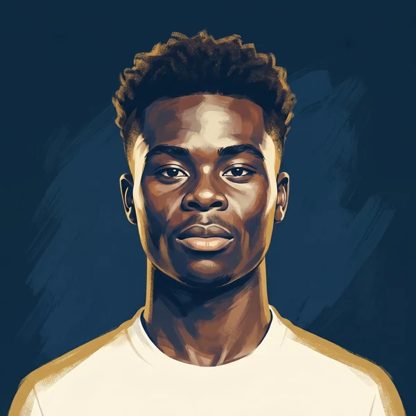 Illustrated ARCHV portrait of footballer Bukayo Saka