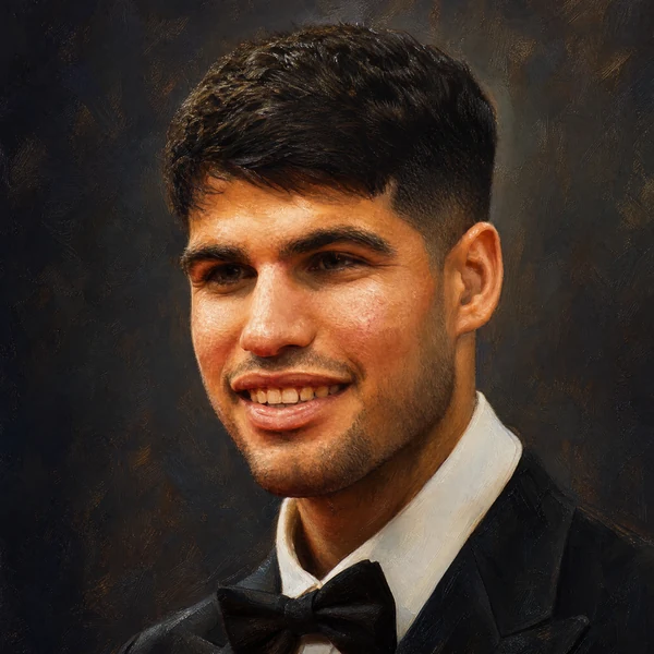 Illustrated ARCHV portrait of tennis player Carlos Alcaraz