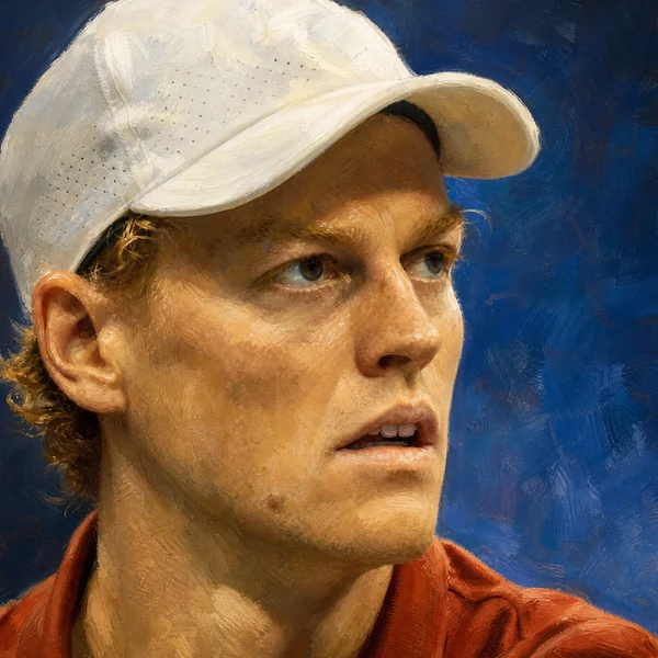 Illustrated ARCHV portrait of tennis player Jannik Sinner