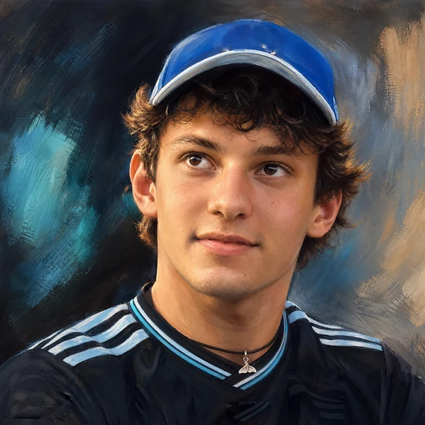 Illustrated ARCHV portrait of Formula 1 driver Kimi Antonelli