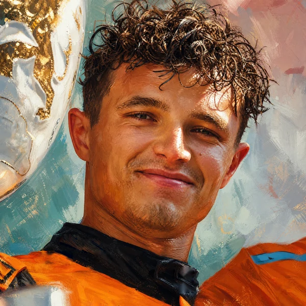 Illustrated ARCHV portrait of Formula 1 driver Lando Norris