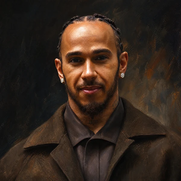 Illustrated ARCHV portrait of Formula 1 driver Lewis Hamilton
