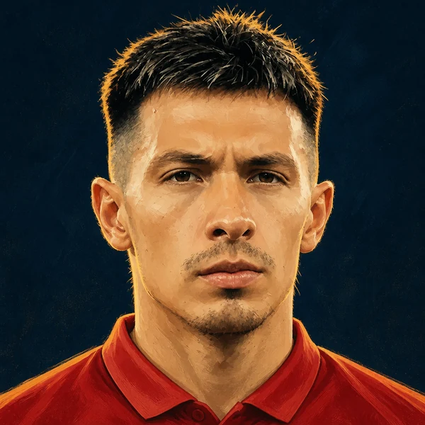 Illustrated ARCHV portrait of Manchester United player Lisandro Martinez