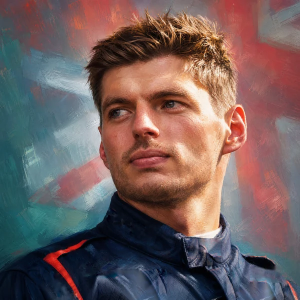 Illustrated ARCHV portrait of Formula 1 driver Max Verstappen