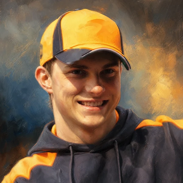Illustrated ARCHV portrait of Formula 1 driver Oscar Piastri