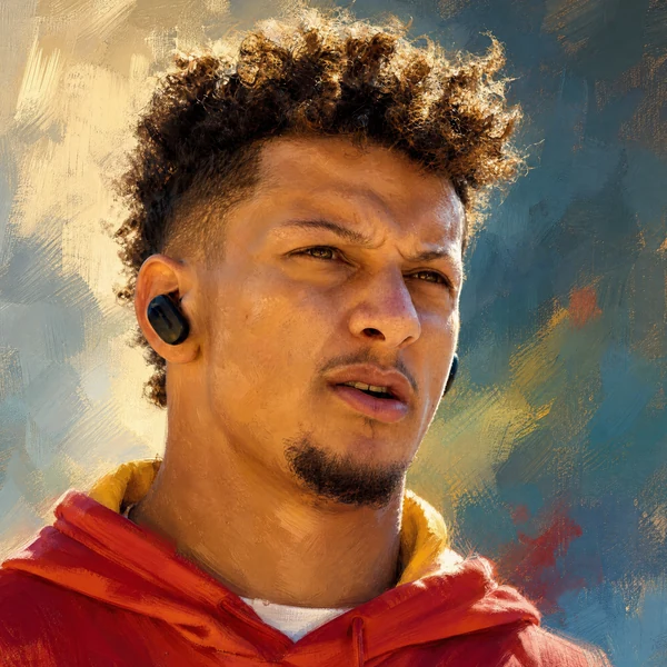 Illustrated ARCHV portrait of NFL player Patrick Mahomes