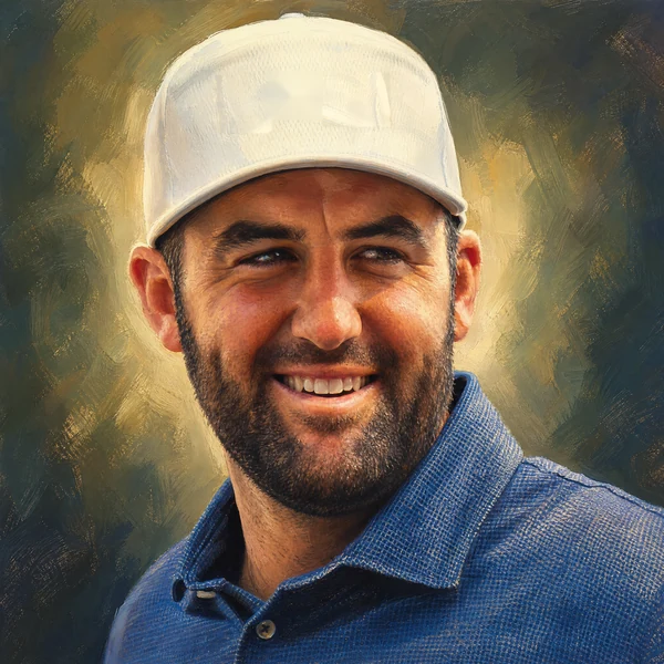 Illustrated ARCHV portrait of golfer Scottie Scheffler