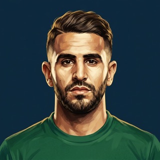 Illustrated ARCHV portrait of Riyad Mahrez of Algeria