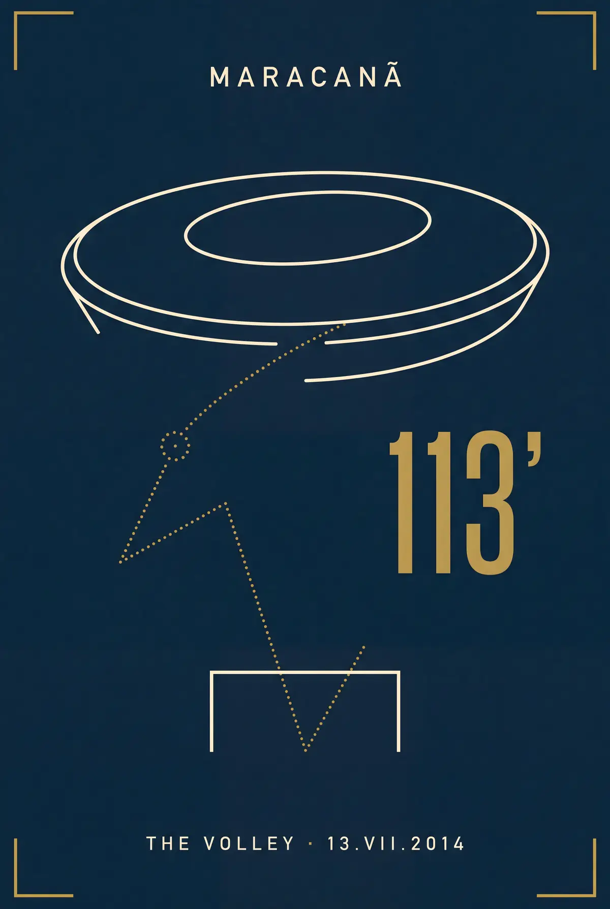 The ARCHV illustrated poster of the 2014 World Cup final at the Maracanã.